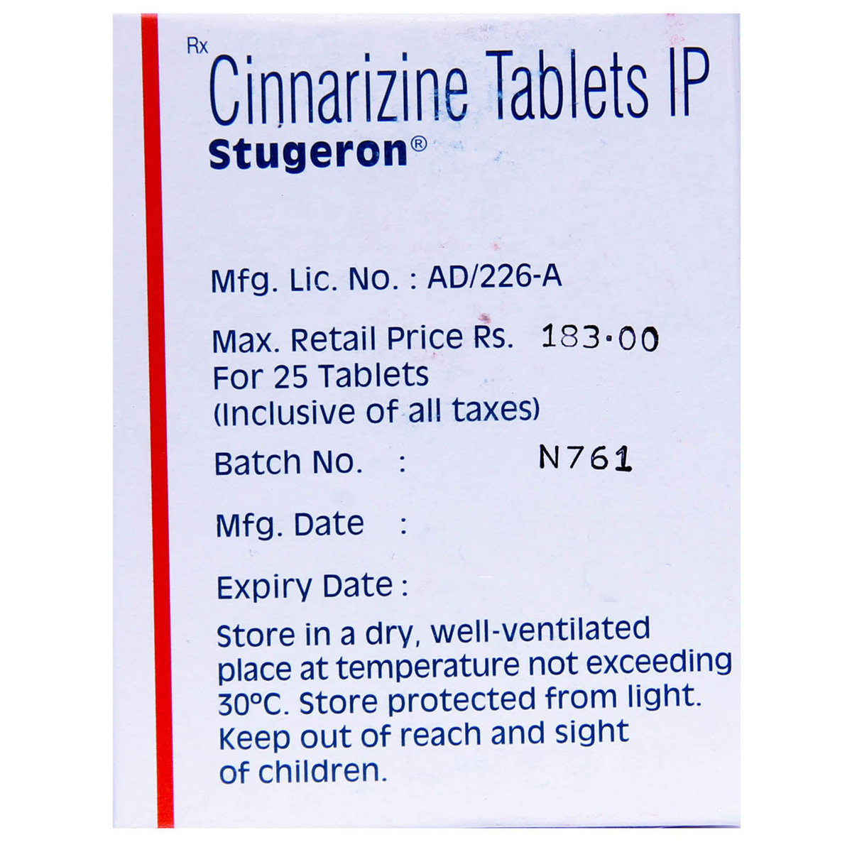 Stugeron Tablet 25's, Pack of 25 TABLETS Stugeron Tablet 25's, Pack of 25 TABLETS