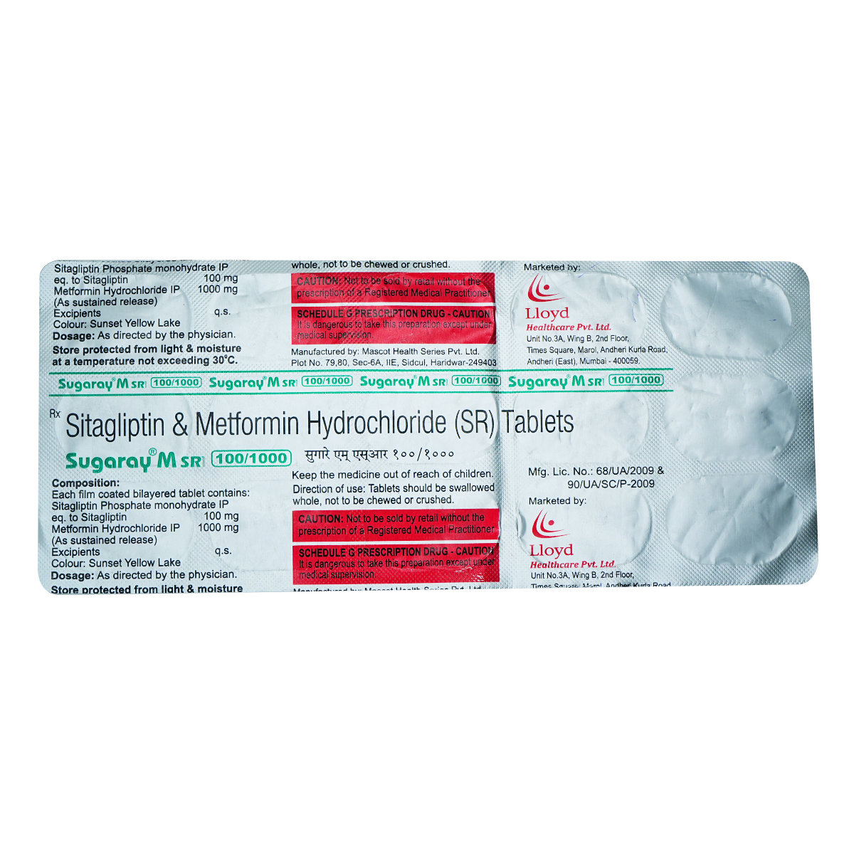 Sugaray M SR 100/1000 Tablet 15's, Pack of 15 TabletS Sugaray M SR 100/1000 Tablet 15's, Pack of 15 TabletS