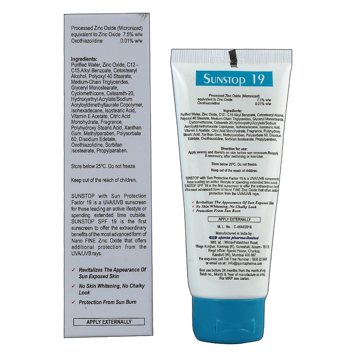 Sunstop 19 Sunscreen Cream SPF 19, 60 gm, Pack of 1 Sunstop 19 Sunscreen Cream SPF 19, 60 gm, Pack of 1