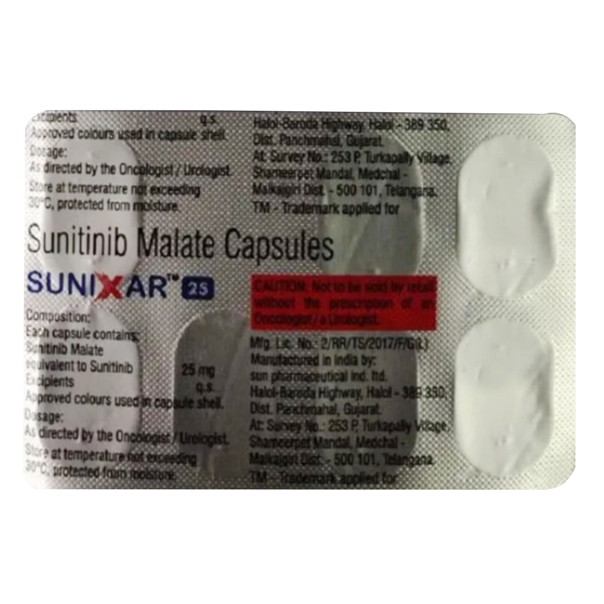 Buy Sunixar 25 Capsule 7's Online