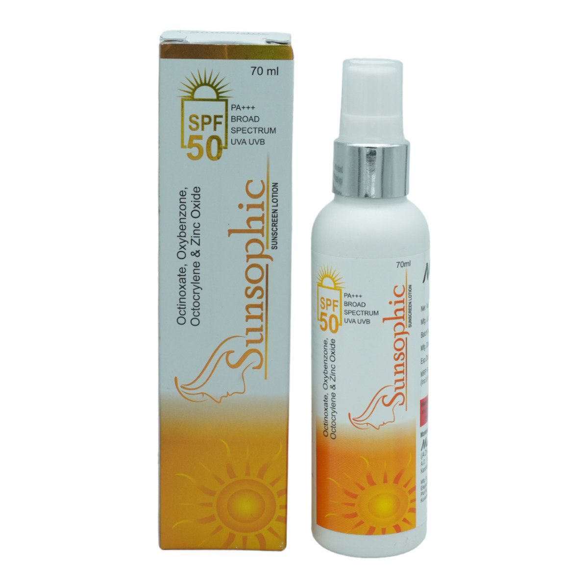 Sunsophic SPF 50 Sunscreen Lotion 70 ml, Pack of 1 Sunsophic SPF 50 Sunscreen Lotion 70 ml, Pack of 1