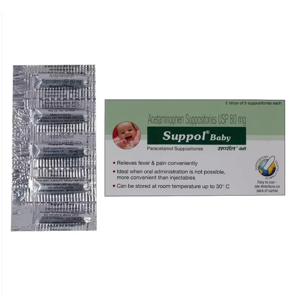 Suppol Baby 80 mg Suppositories 5's, Pack of 5