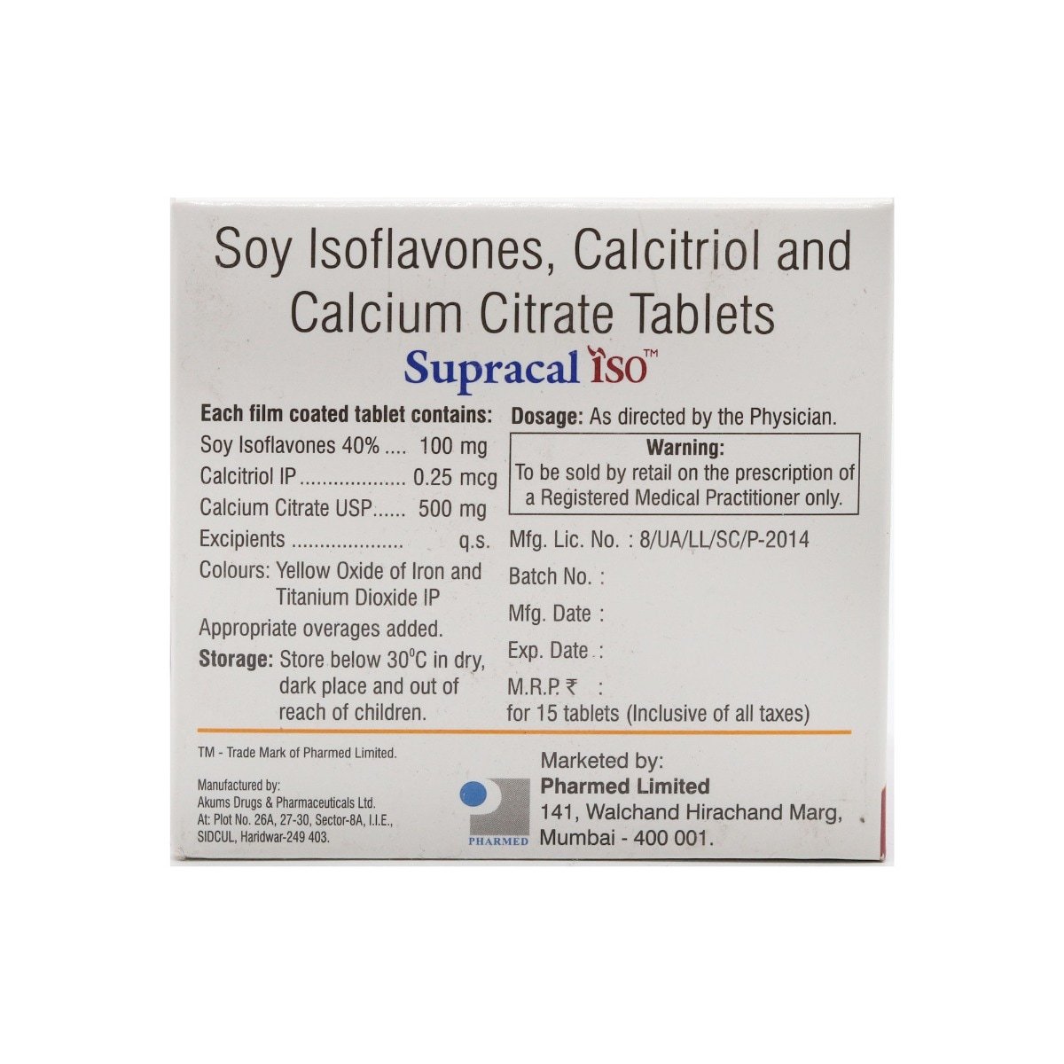 Supracal ISO Tablet 15's, Pack of 15 TabletS Supracal ISO Tablet 15's, Pack of 15 TabletS