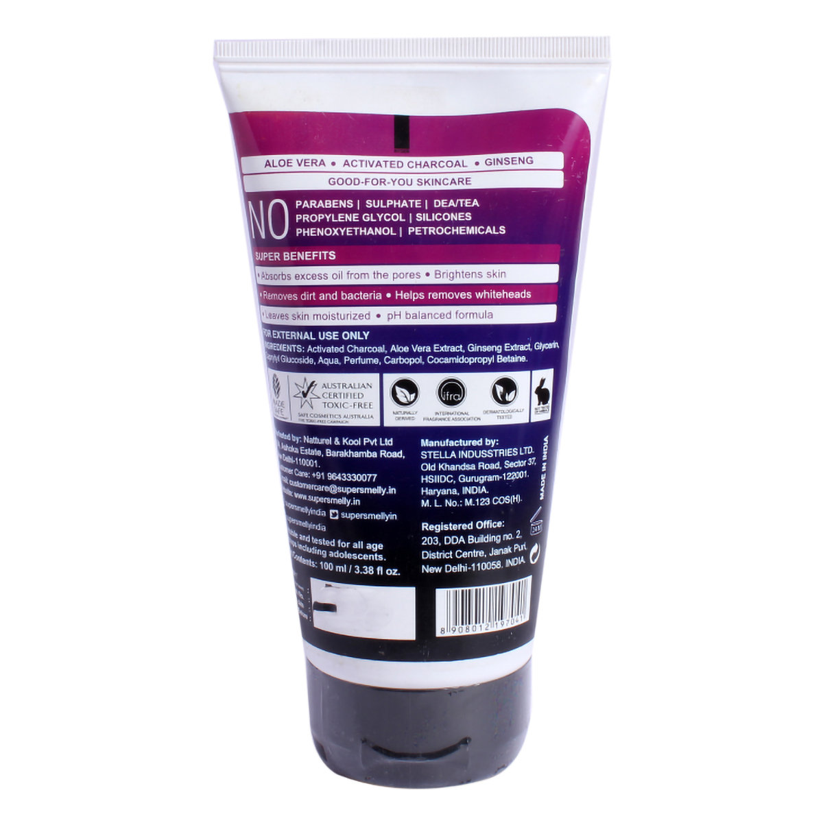 Super Smelly Charcoal & Aloevera Face Wash 100 ml | With Activated Charcoal, Asian Ginseng, and Aloe Vera | Gently Exfoliates | Reduces Acne, Pimple, Tanning & Dullness | Detoxifies Oil & Dirt | For All Age Groups | For Men & Women | For All Skin Type, Pack of 1 Super Smelly Charcoal & Aloevera Face Wash 100 ml | With Activated Charcoal, Asian Ginseng, and Aloe Vera | Gently Exfoliates | Reduces Acne, Pimple, Tanning & Dullness | Detoxifies Oil & Dirt | For All Age Groups | For Men & Women | For All Skin Type, Pack of 1