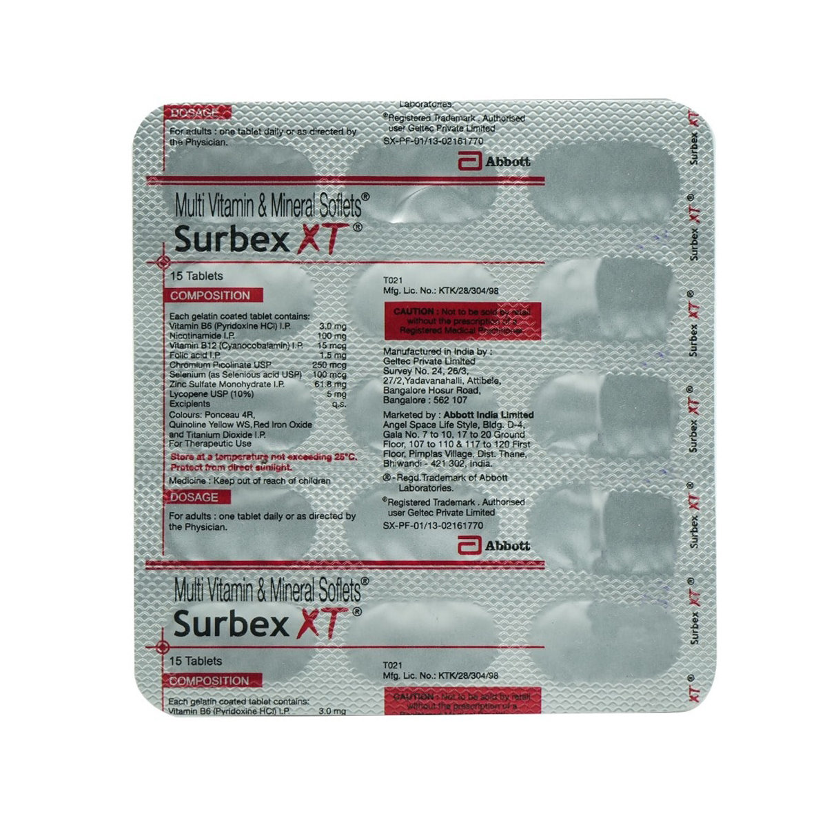 Surbex XT Tablet 15's, Pack of 15 Surbex XT Tablet 15's, Pack of 15