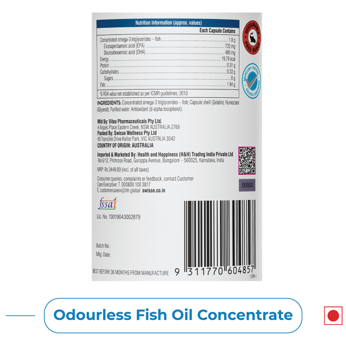 Swisse Ultiboost 1800 mg 4X Strength Wild Fish Oil, 60 Capsules, Pack of 1 Swisse Ultiboost 1800 mg 4X Strength Wild Fish Oil, 60 Capsules, Pack of 1