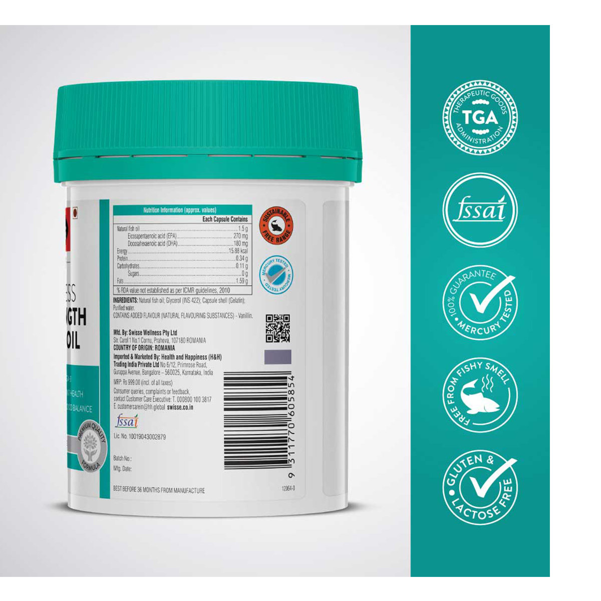 Swisse Ultiboost 1500 mg High Strength Wild Fish Oil, 60 Capsules, Pack of 1 Swisse Ultiboost 1500 mg High Strength Wild Fish Oil, 60 Capsules, Pack of 1