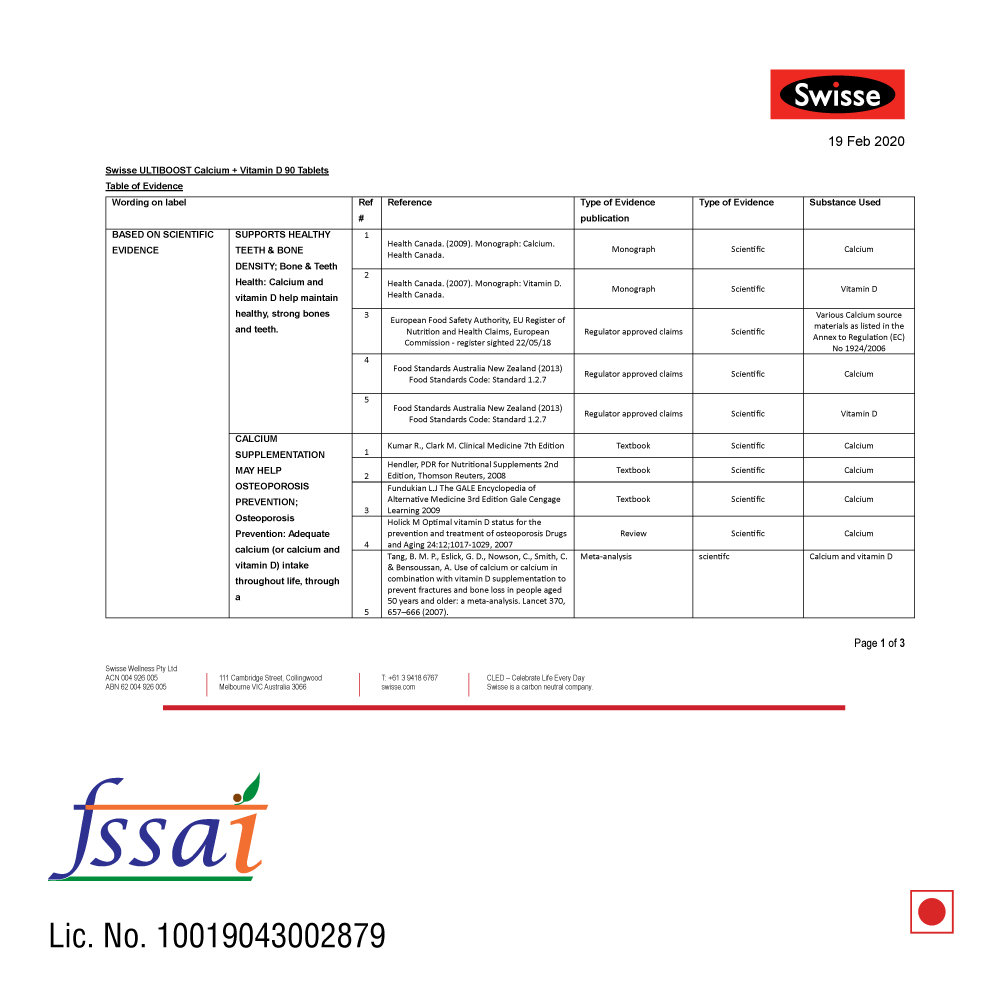 Swisse Ultiboost Calcium + Vitamin D, 90 Tablets, Pack of 1 Swisse Ultiboost Calcium + Vitamin D, 90 Tablets, Pack of 1