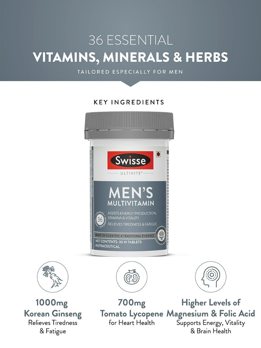 Swisse Ultivite Men's Multivitamin, 30 Tablets, Pack of 1 Swisse Ultivite Men's Multivitamin, 30 Tablets, Pack of 1