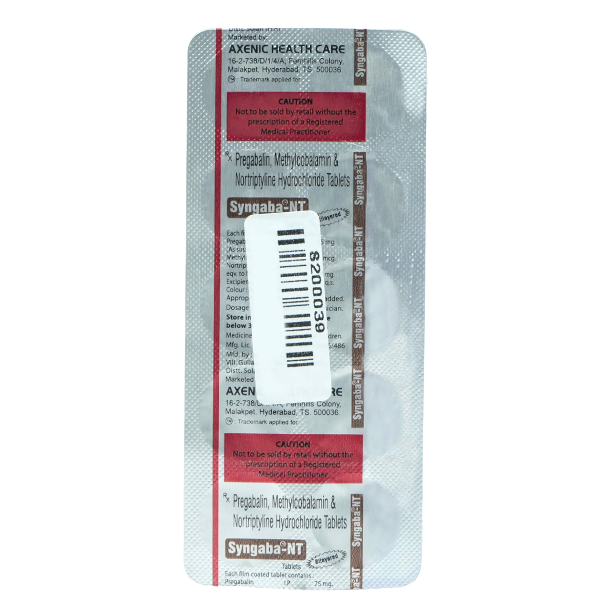 Syngaba-NT Tablet 10's, Pack of 10 TABLETS Syngaba-NT Tablet 10's, Pack of 10 TABLETS