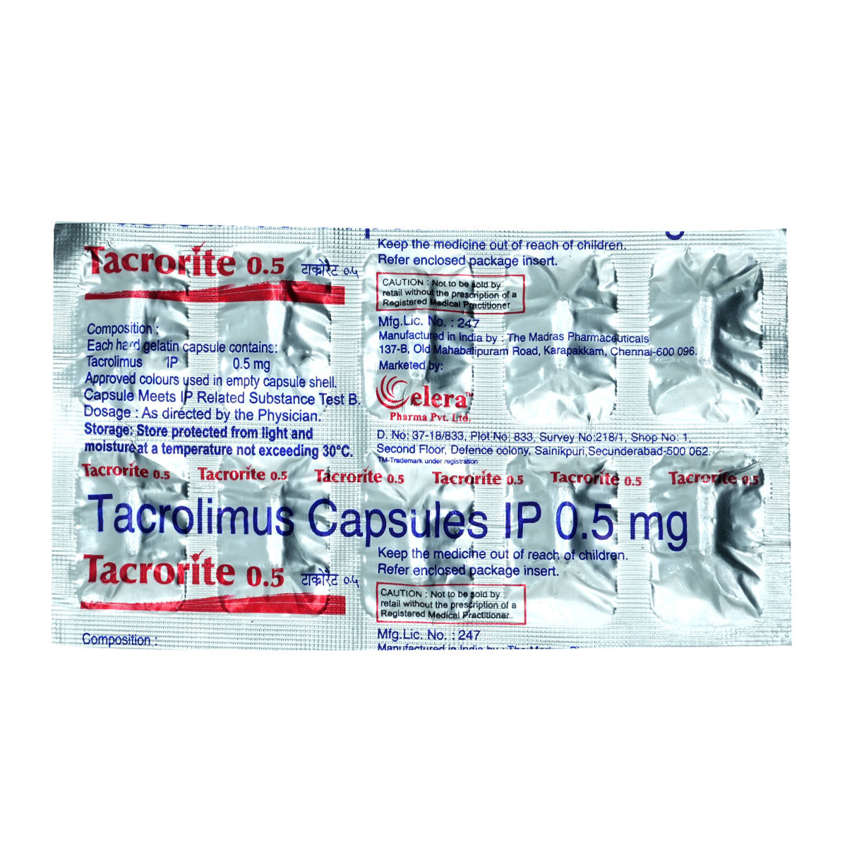 Tacrorite 0.5 mg Capsule 10's, Pack of 10 CapsuleS Tacrorite 0.5 mg Capsule 10's, Pack of 10 CapsuleS