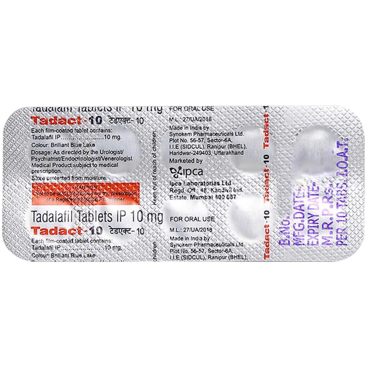 Tadact 10 Tablet 10's, Pack of 10 TABLETS Tadact 10 Tablet 10's, Pack of 10 TABLETS