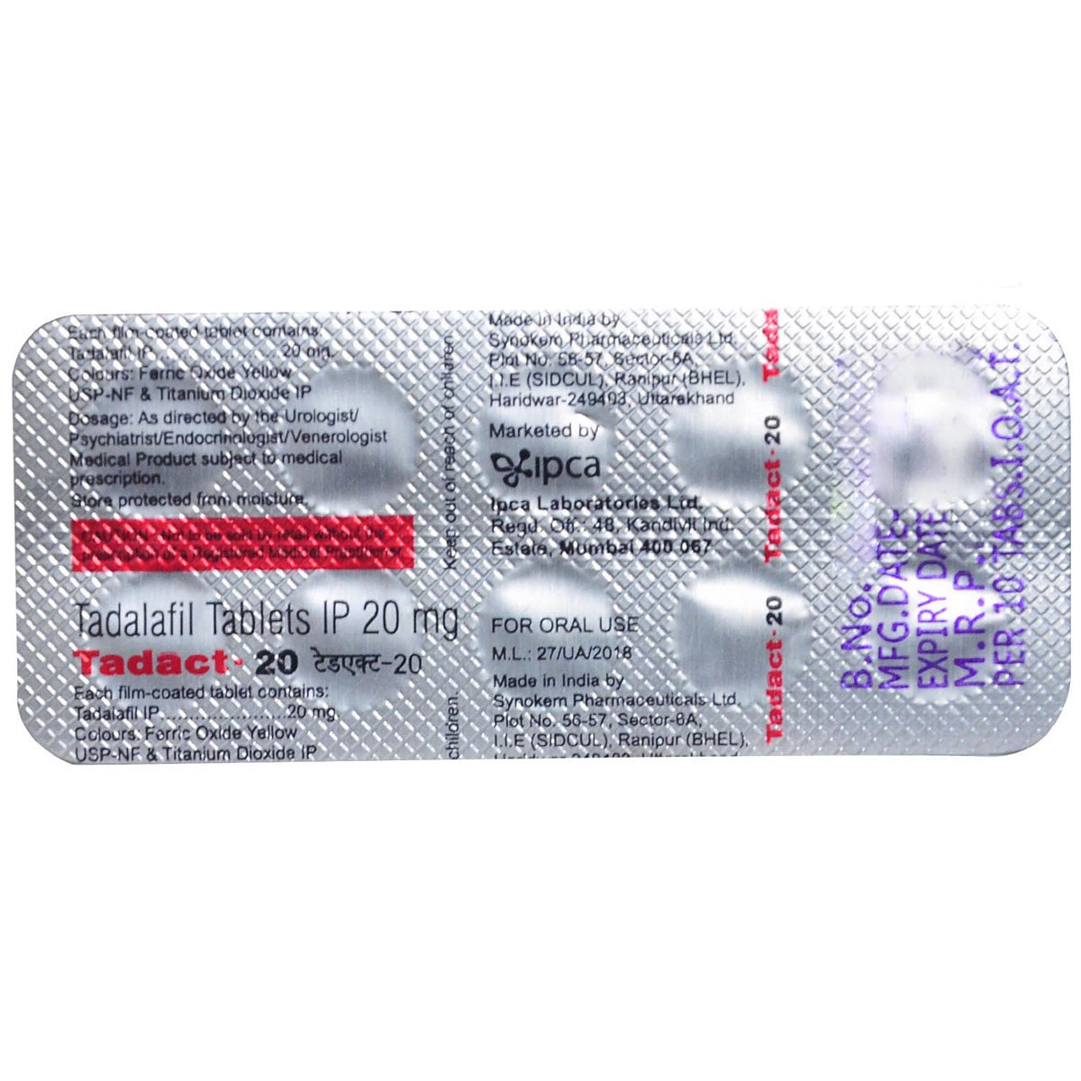 Tadact-20 Tablet 10's, Pack of 10 TABLETS Tadact-20 Tablet 10's, Pack of 10 TABLETS