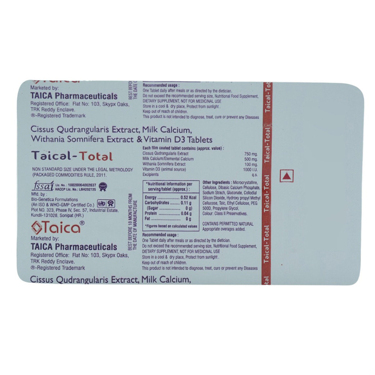Taical Total Tablet 10's, Pack of 10 TabletS Taical Total Tablet 10's, Pack of 10 TabletS