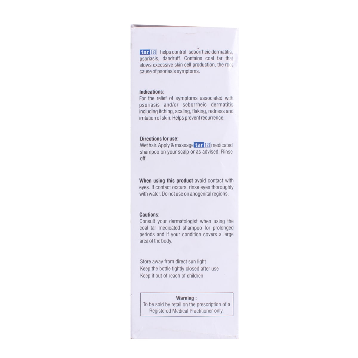 Tar 18 Medicated Shampoo 100 ml, Pack of 1 Shampoo Tar 18 Medicated Shampoo 100 ml, Pack of 1 Shampoo