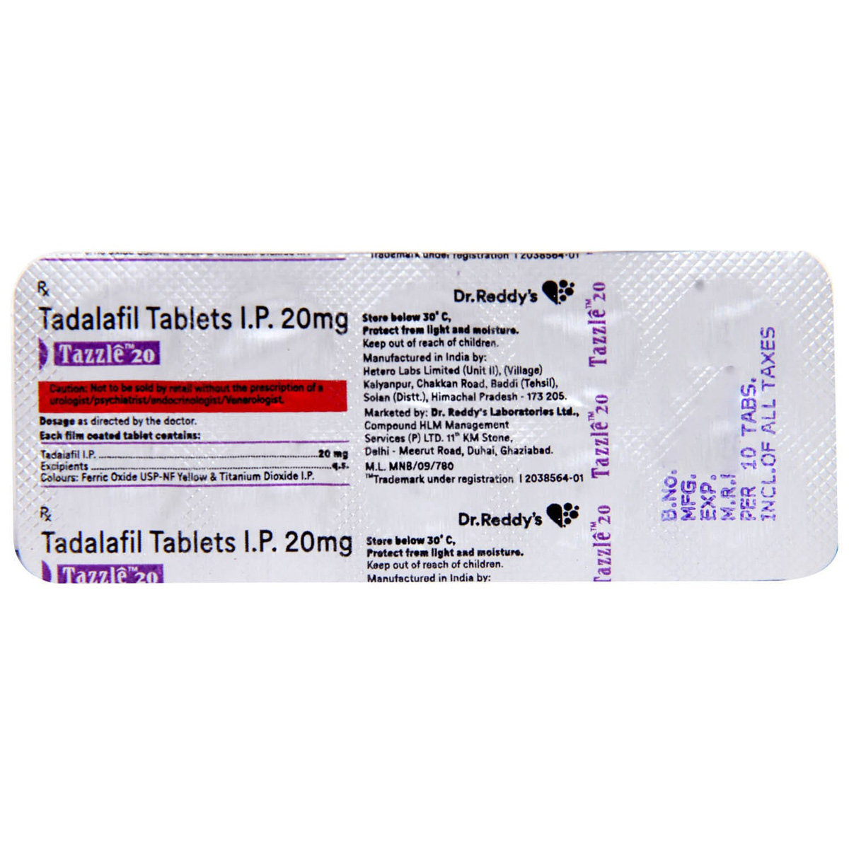 Tazzle 20 Tablet 10's, Pack of 10 TABLETS Tazzle 20 Tablet 10's, Pack of 10 TABLETS
