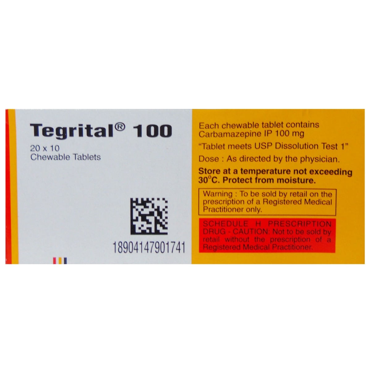 Tegrital 100mg Chewable Tablet 10's, Pack of 10 TABLETS Tegrital 100mg Chewable Tablet 10's, Pack of 10 TABLETS