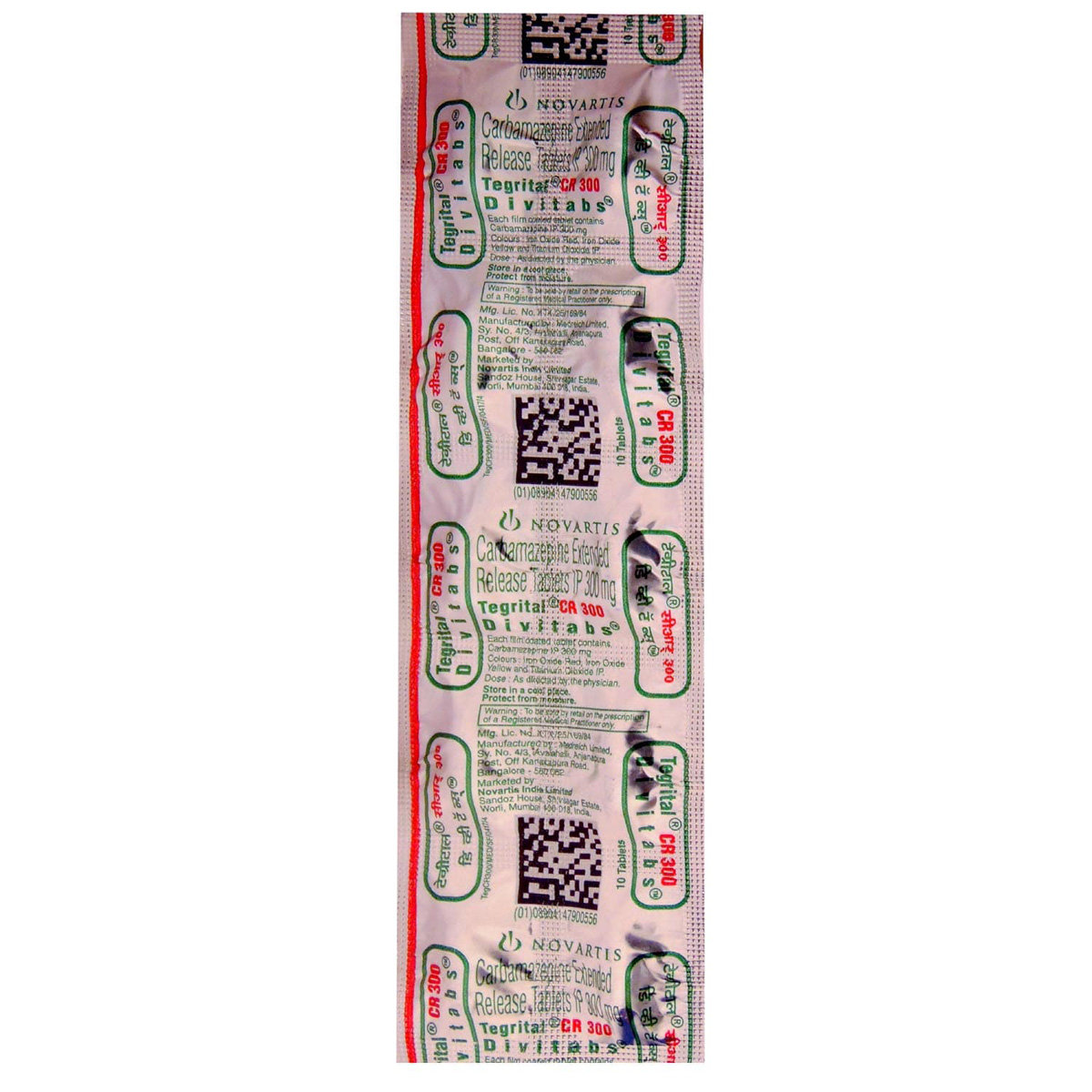 Tegrital CR 300 Divitabs 10's, Pack of 10 TABLETS Tegrital CR 300 Divitabs 10's, Pack of 10 TABLETS