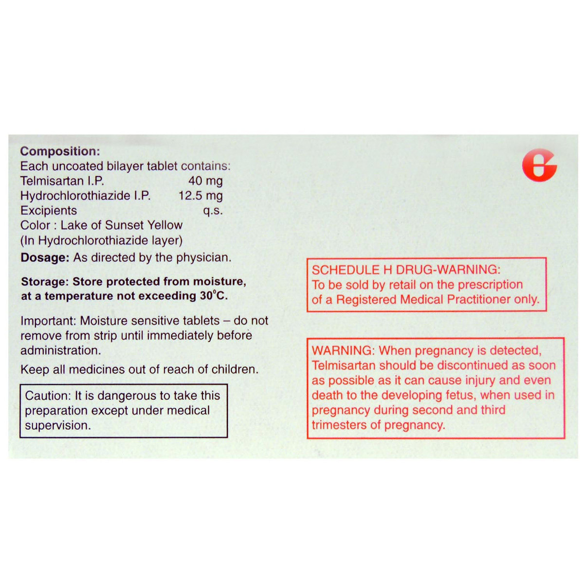 Telma H Tablet 15's, Pack of 15 Telma H Tablet 15's, Pack of 15