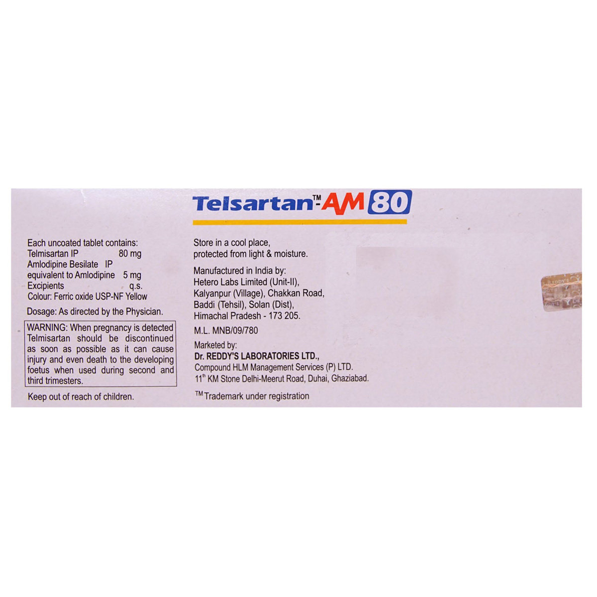 Telsartan AM 80 Tablet 10's, Pack of 10 Telsartan AM 80 Tablet 10's, Pack of 10