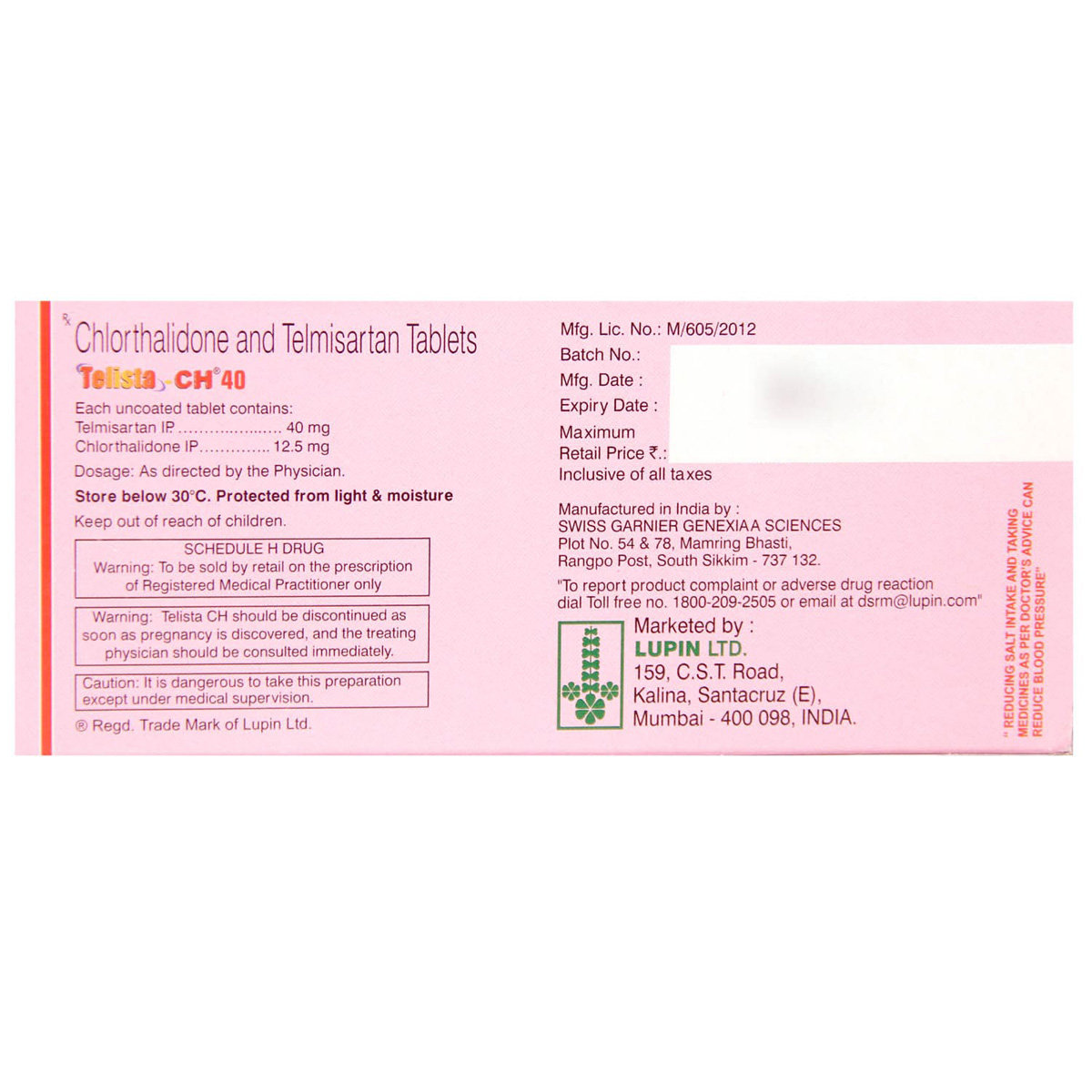 Telista CH 40 Tablet 10's, Pack of 10 Telista CH 40 Tablet 10's, Pack of 10