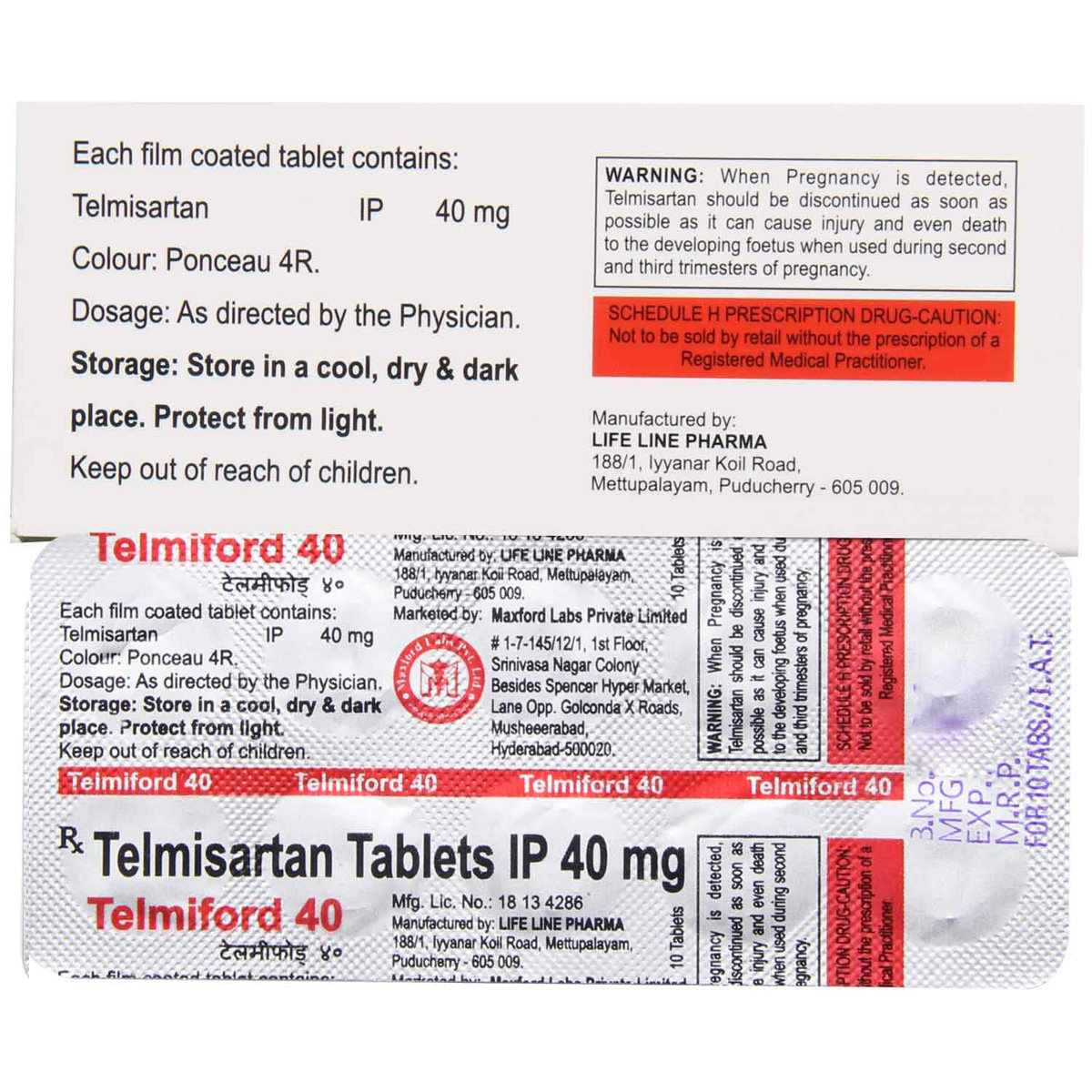Telmiford 40 Tablet 10's, Pack of 10 TABLETS Telmiford 40 Tablet 10's, Pack of 10 TABLETS