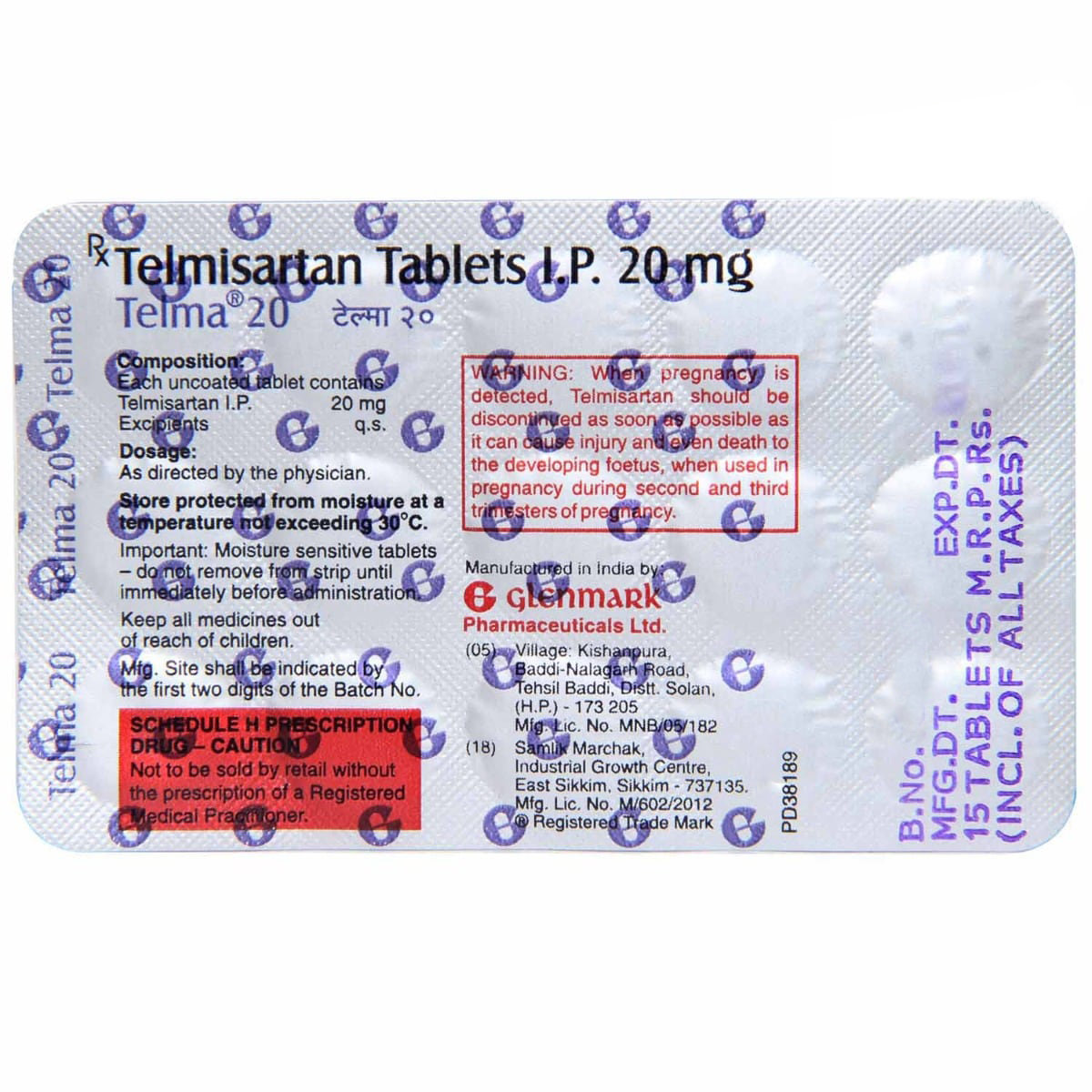 Telma 20 Tablet 15's, Pack of 15 TABLETS Telma 20 Tablet 15's, Pack of 15 TABLETS