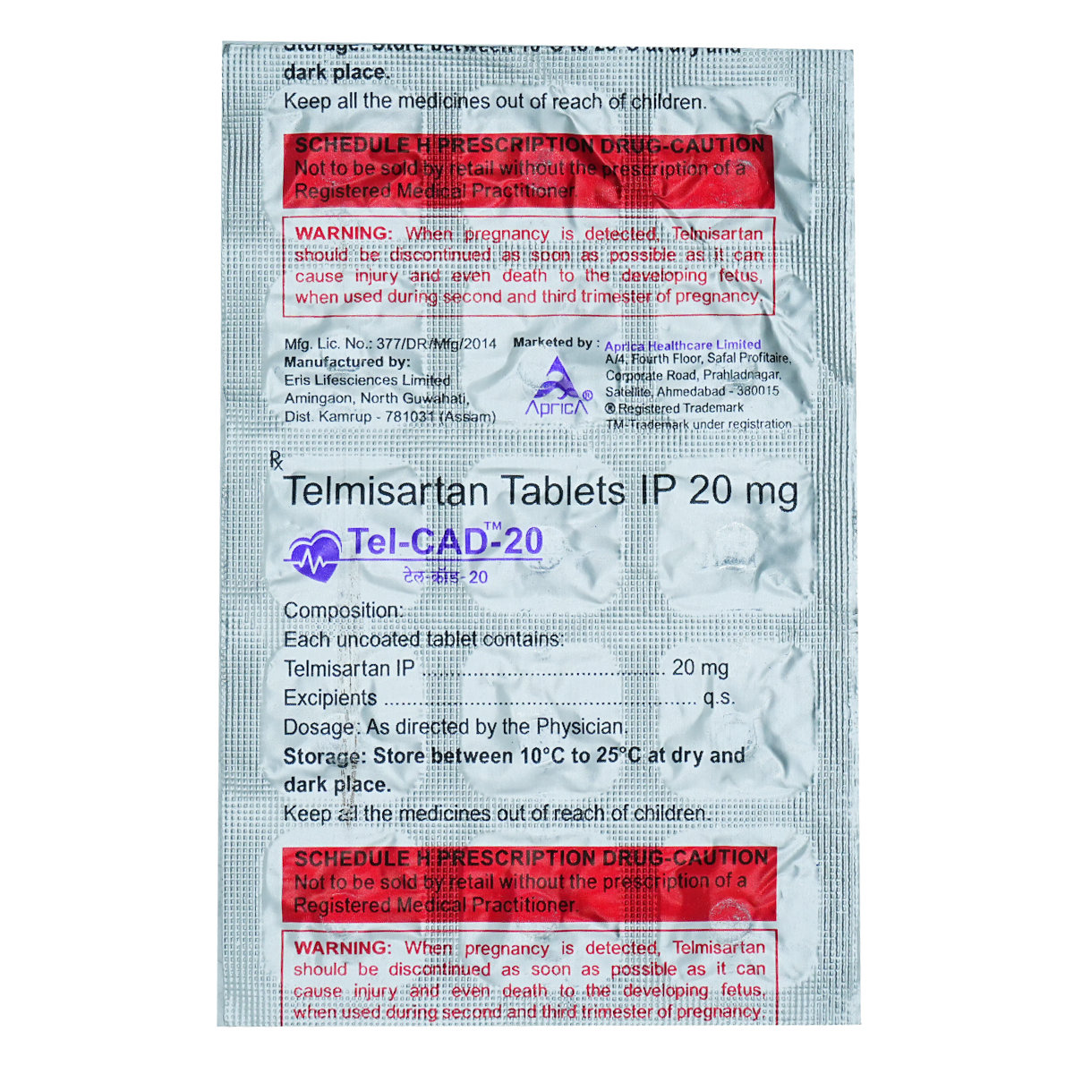 Tel-Cad 20 mg Tablet 15's, Pack of 15 TabletS Tel-Cad 20 mg Tablet 15's, Pack of 15 TabletS