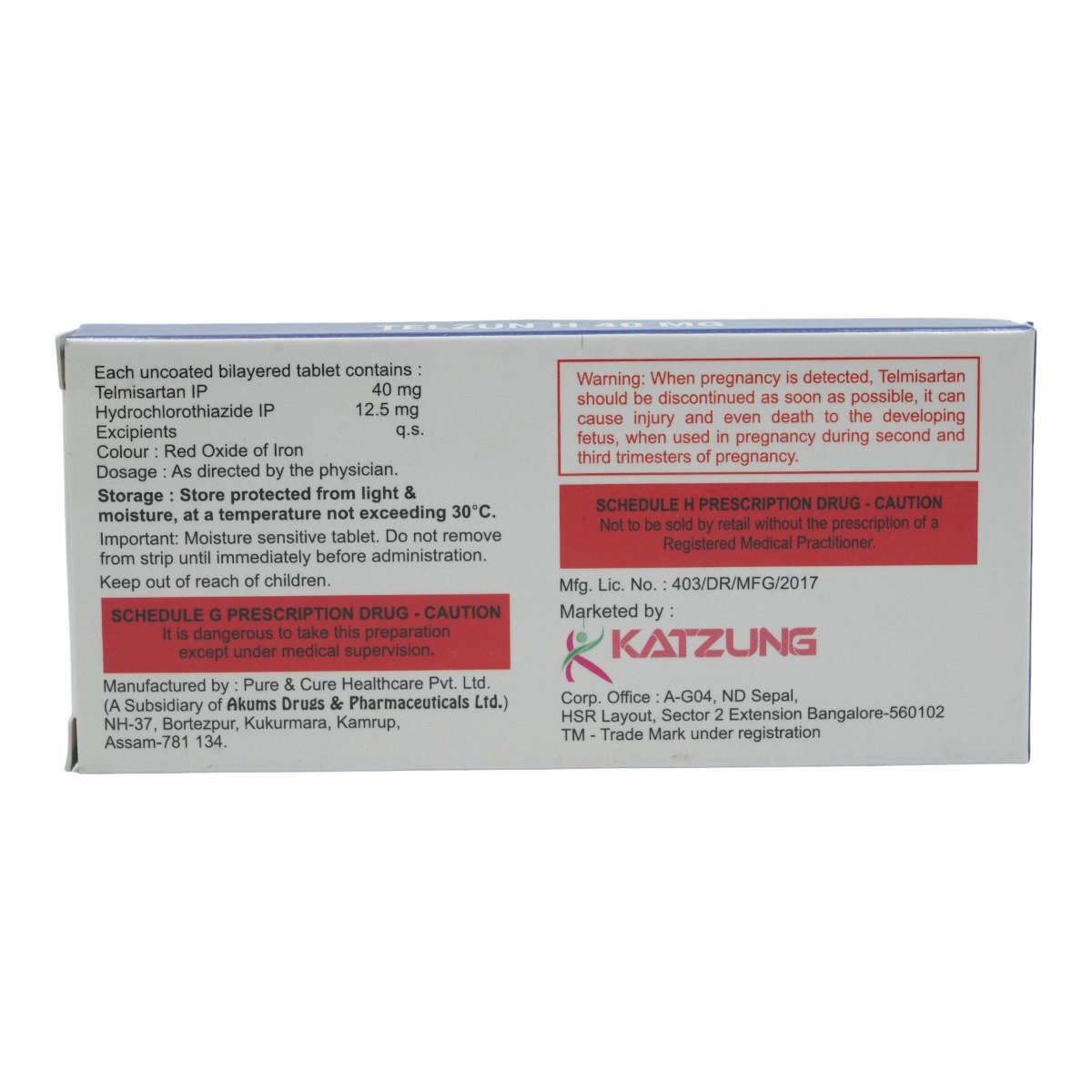 Telzun H 40 mg Tablet 10's, Pack of 10 Telzun H 40 mg Tablet 10's, Pack of 10