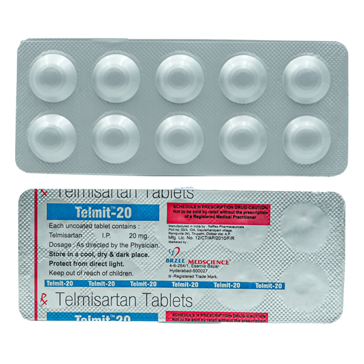Telmit-20 Tablet 10's, Pack of 10 TABLETS Telmit-20 Tablet 10's, Pack of 10 TABLETS