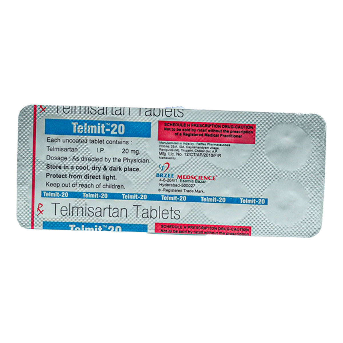 Telmit-20 Tablet 10's, Pack of 10 TABLETS Telmit-20 Tablet 10's, Pack of 10 TABLETS