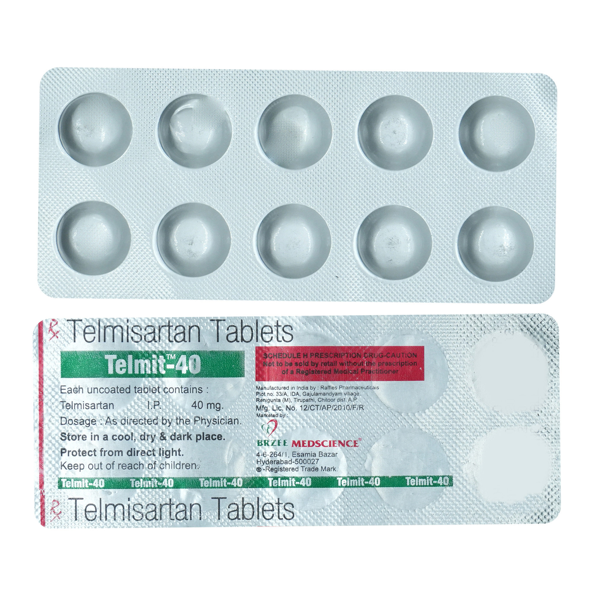 Telmit-40 Tablet 10's, Pack of 10 TABLETS Telmit-40 Tablet 10's, Pack of 10 TABLETS