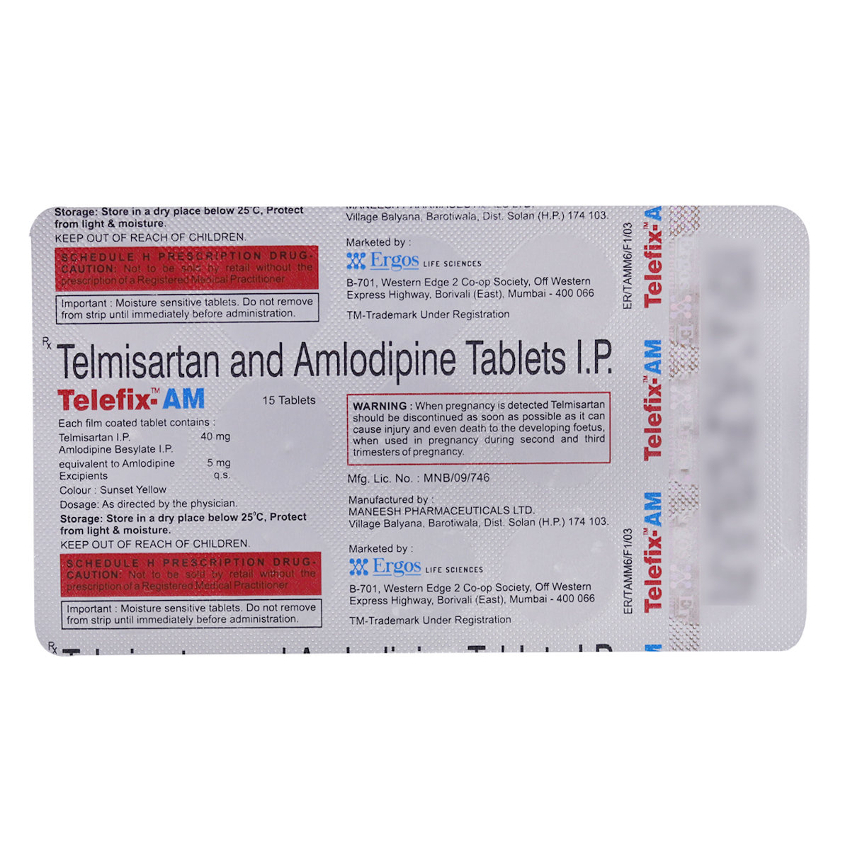 Telefix-AM 40 mg/5 mg Tablet 15's, Pack of 15 TabletS Telefix-AM 40 mg/5 mg Tablet 15's, Pack of 15 TabletS