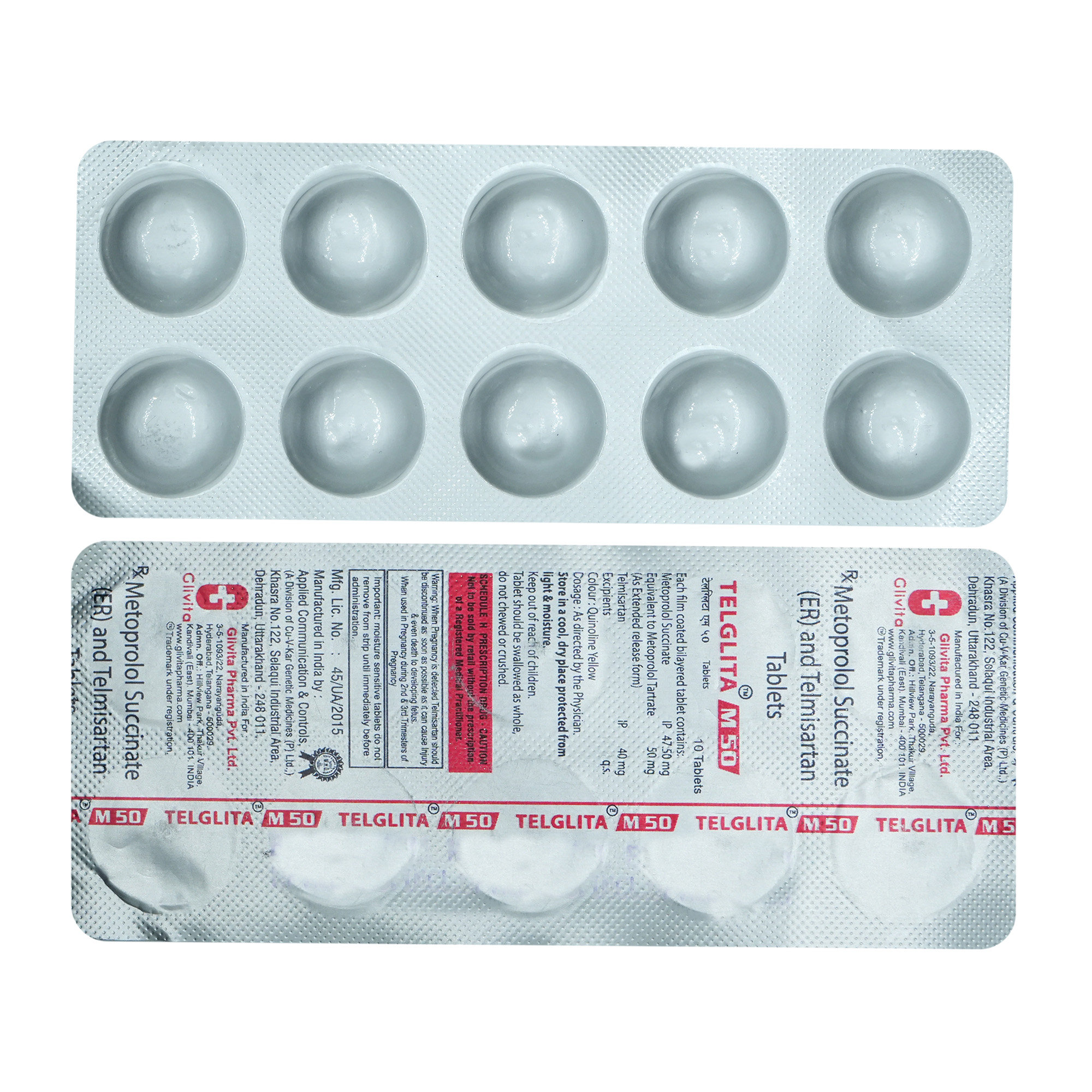 Telglita M 50 mg Tablet 10's, Pack of 10 TABLETS Telglita M 50 mg Tablet 10's, Pack of 10 TABLETS