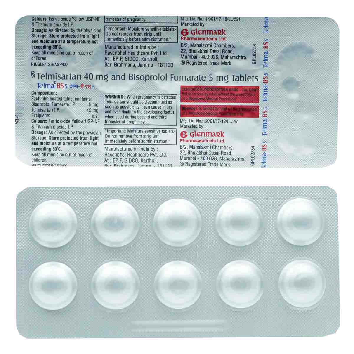 Telma-BS 5 Tablet 10's, Pack of 10 TabletS Telma-BS 5 Tablet 10's, Pack of 10 TabletS