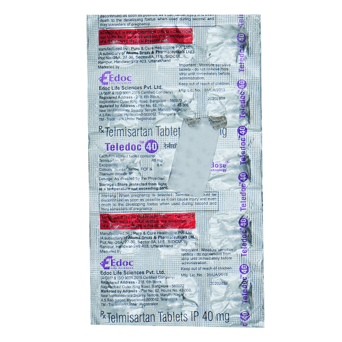 Teledoc 40 mg Tablet 15's, Pack of 15 TabletS Teledoc 40 mg Tablet 15's, Pack of 15 TabletS