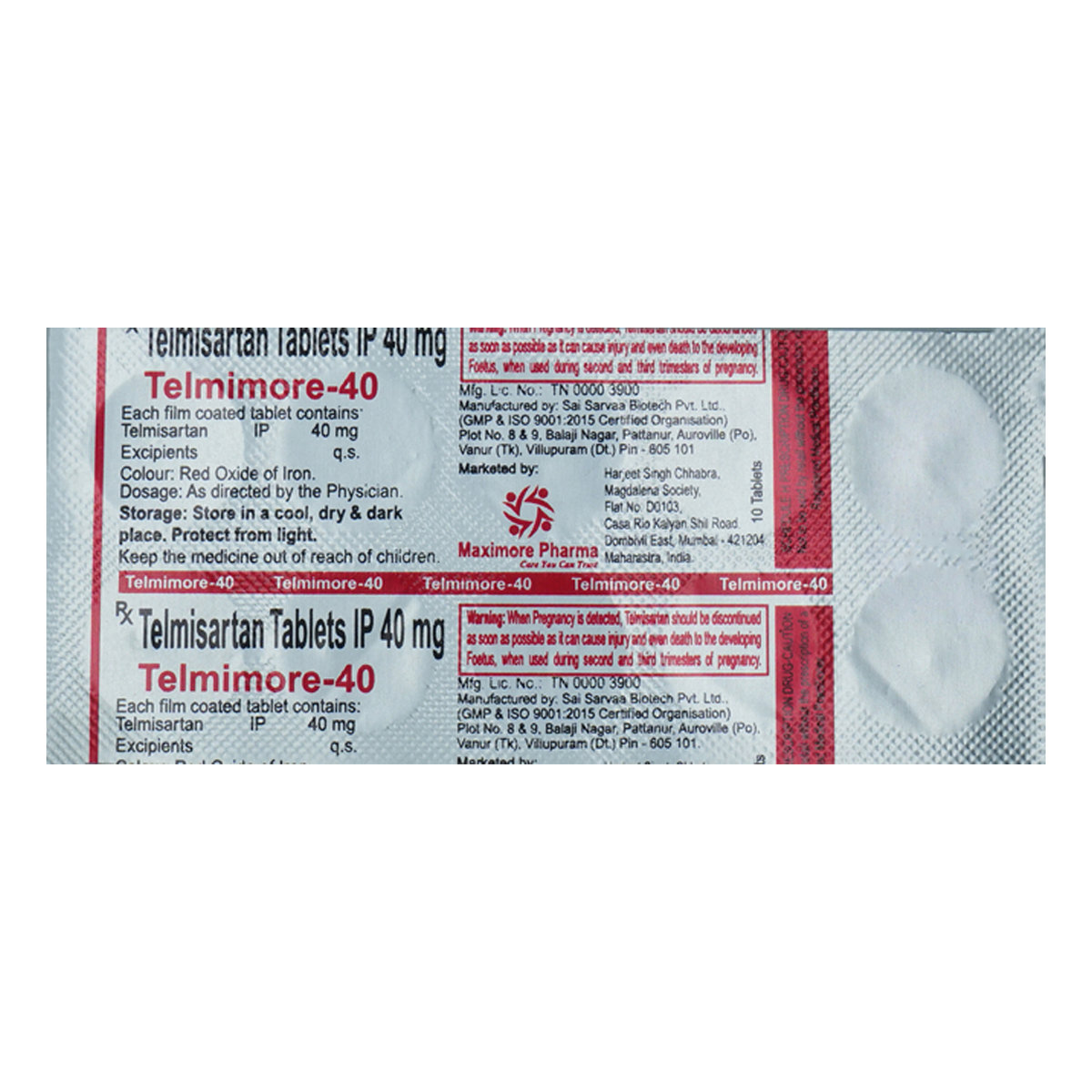 Telmimore-40 Tablet 10's, Pack of 10 TabletS Telmimore-40 Tablet 10's, Pack of 10 TabletS