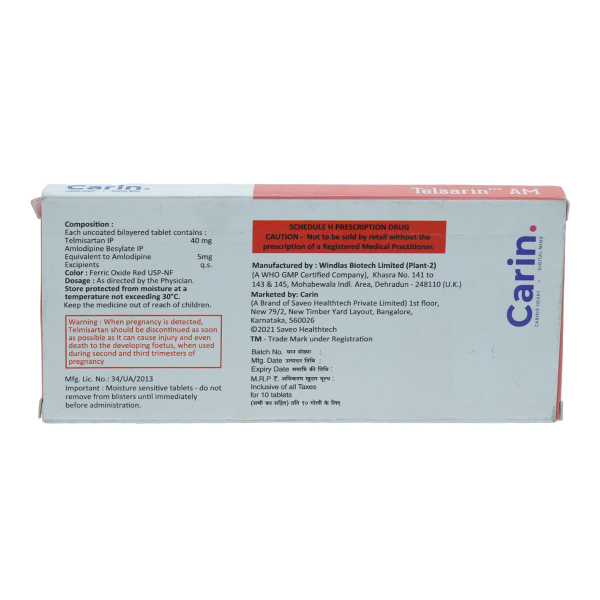 Telsarin AM Tablet 10's, Pack of 10 Telsarin AM Tablet 10's, Pack of 10