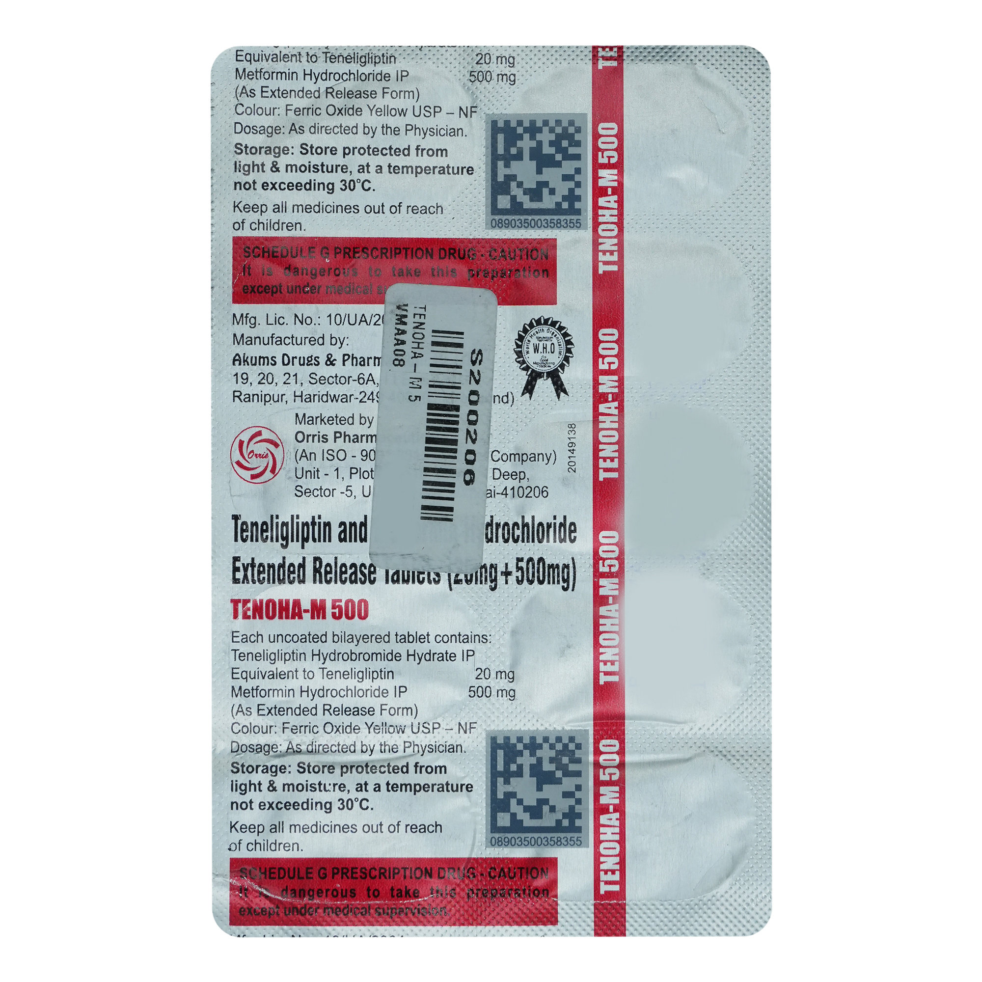 Tenoha-M 500mg Tablet 10's, Pack of 10 TABLETS Tenoha-M 500mg Tablet 10's, Pack of 10 TABLETS