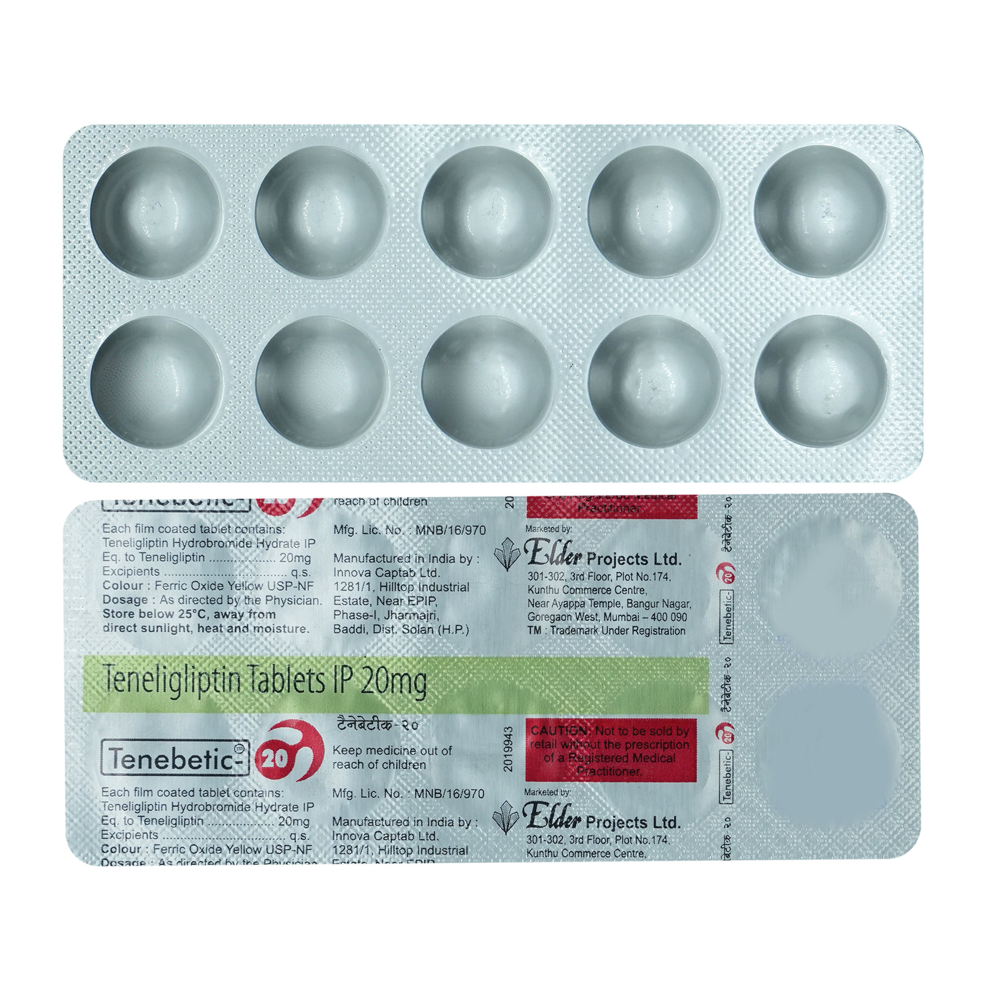 Tenebetic 20mg Tablet 10's, Pack of 10 TABLETS Tenebetic 20mg Tablet 10's, Pack of 10 TABLETS