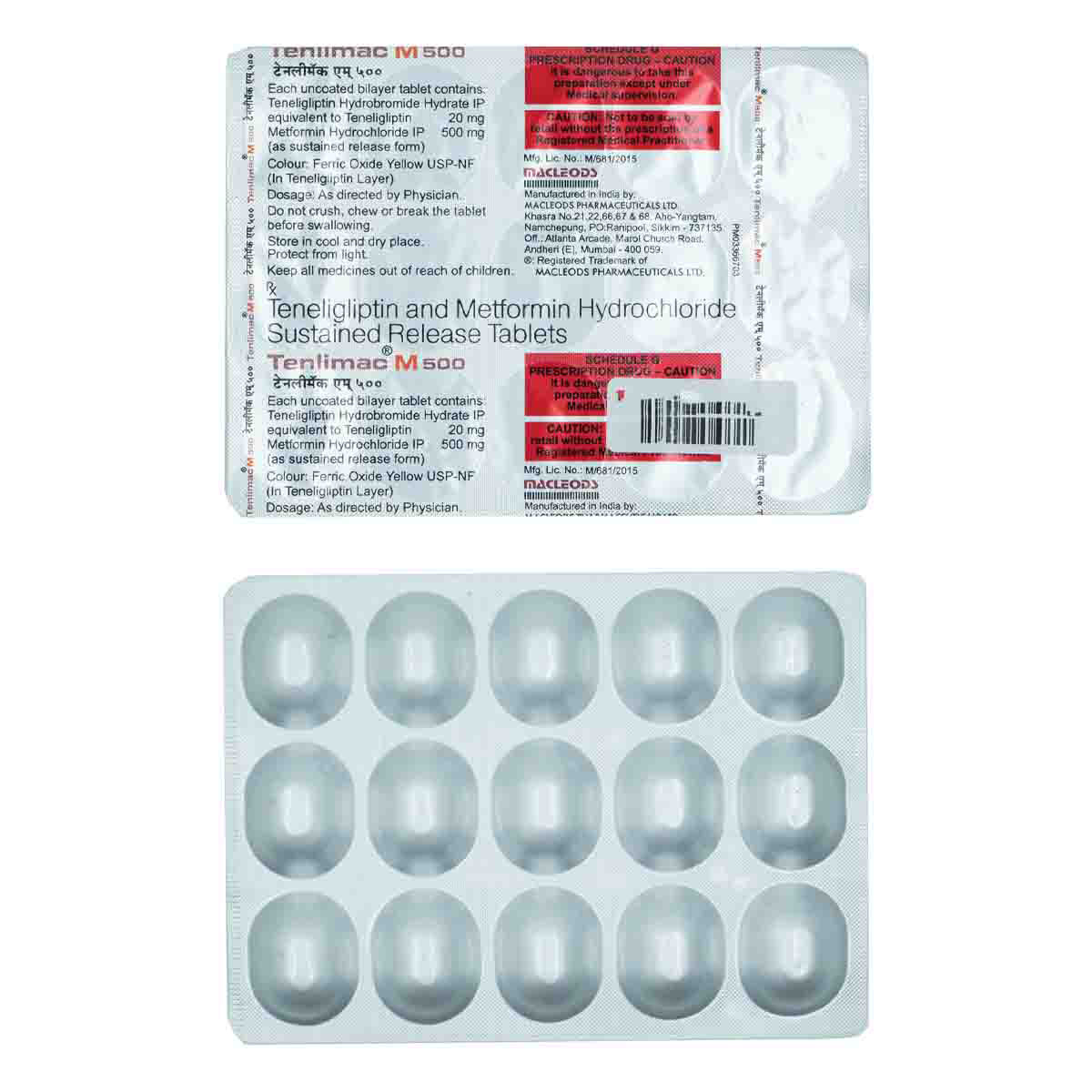 Tenlimac M 500 Tablet 15's, Pack of 15 TABLETS Tenlimac M 500 Tablet 15's, Pack of 15 TABLETS