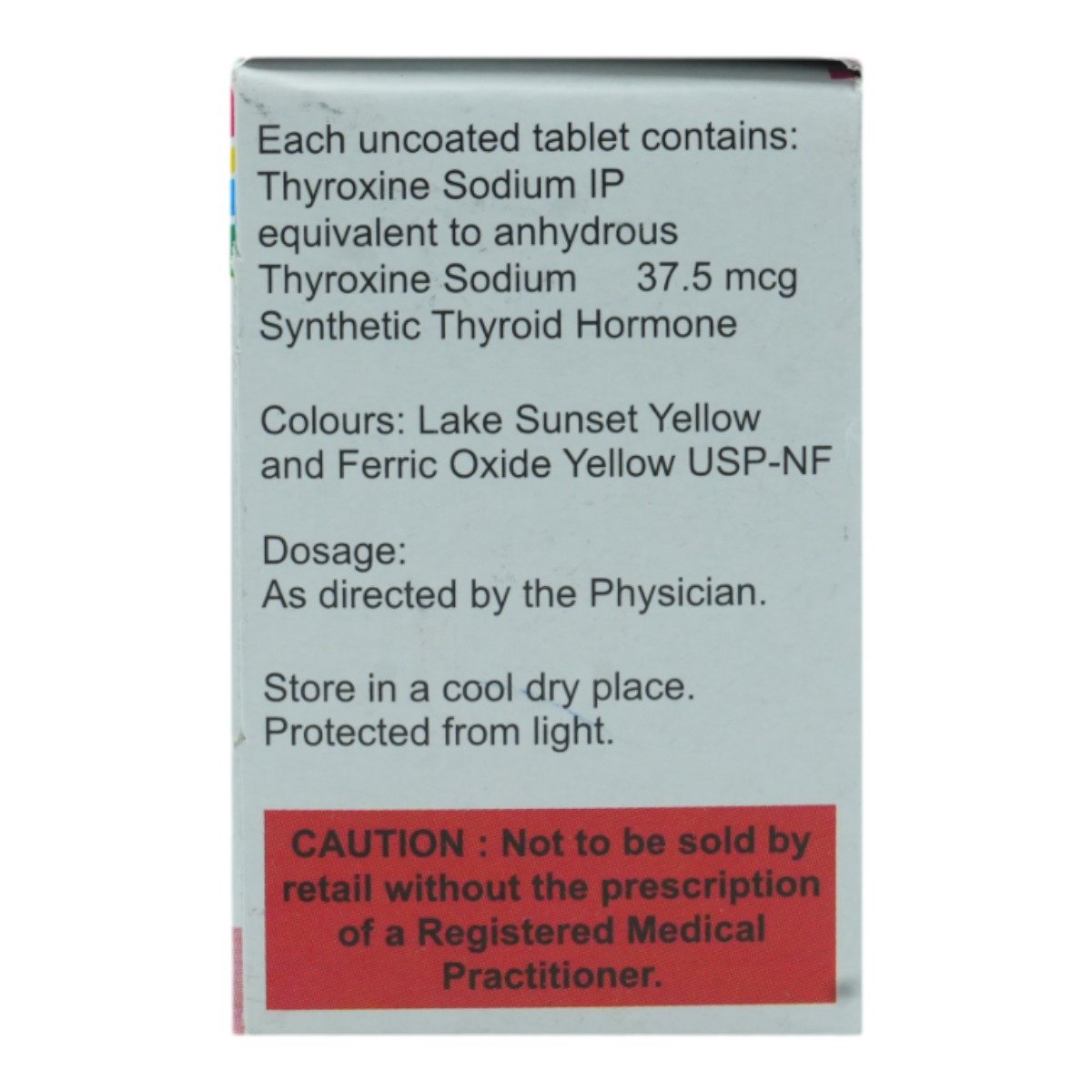 Thyrox 37.5mcg Tablet 100's, Pack of 1 TABLET Thyrox 37.5mcg Tablet 100's, Pack of 1 TABLET