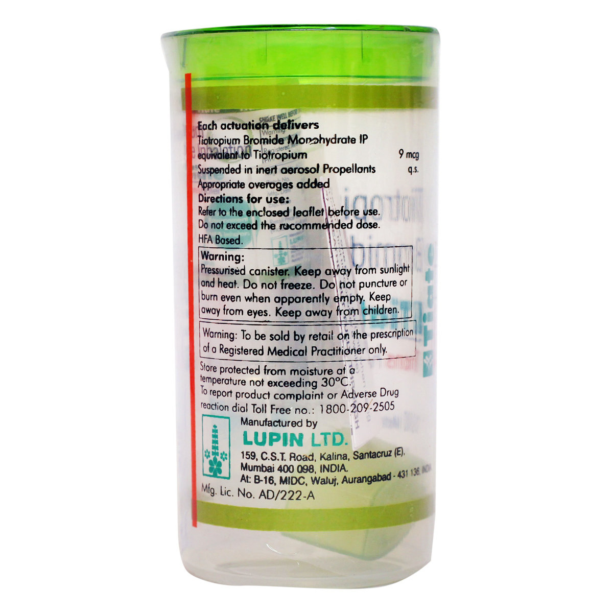 Tiate Transhaler 180 mdi, Pack of 1 INHALER Tiate Transhaler 180 mdi, Pack of 1 INHALER