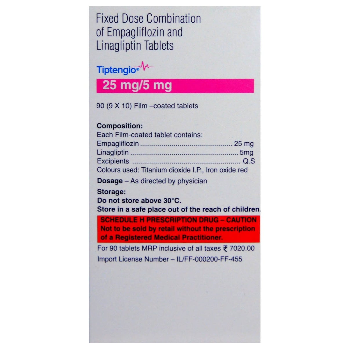 Tiptengio 25 mg/5 mg Tablet 10's
, Pack of 10 TABLETS Tiptengio 25 mg/5 mg Tablet 10's
, Pack of 10 TABLETS