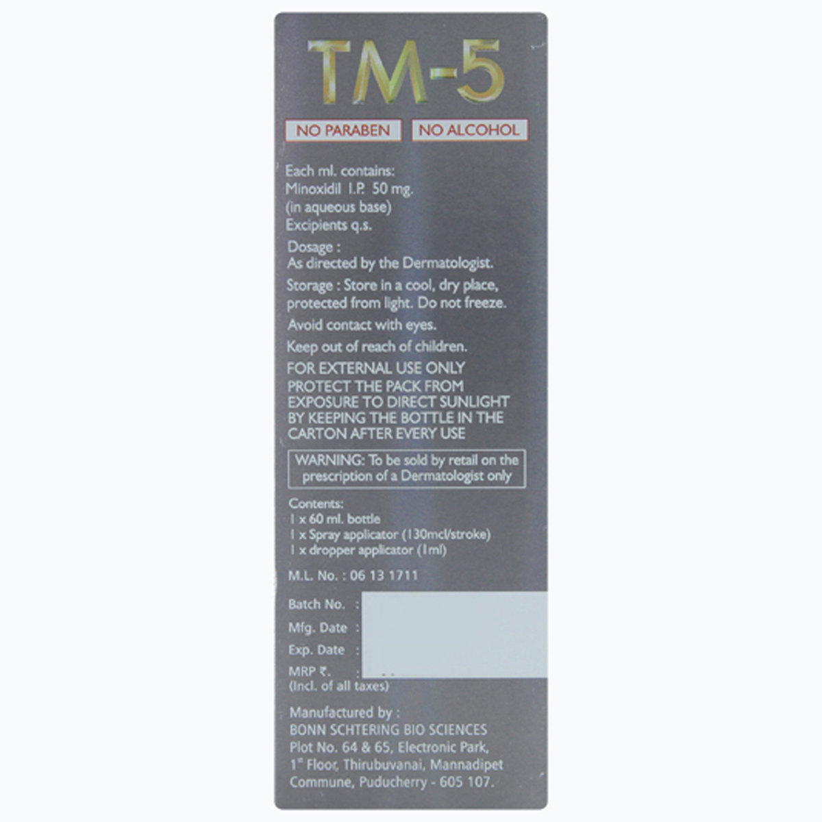 TM-5 Scalp Lotion 60 ml, Pack of 1 LOTION TM-5 Scalp Lotion 60 ml, Pack of 1 LOTION