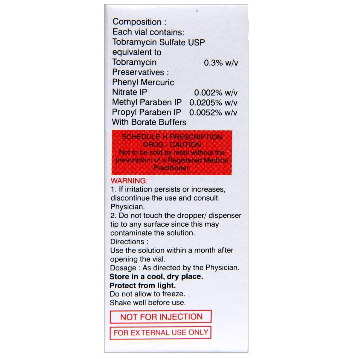 Tobacin Eye/Ear Drops 5 ml, Pack of 1 EYE/DROPS Tobacin Eye/Ear Drops 5 ml, Pack of 1 EYE/DROPS