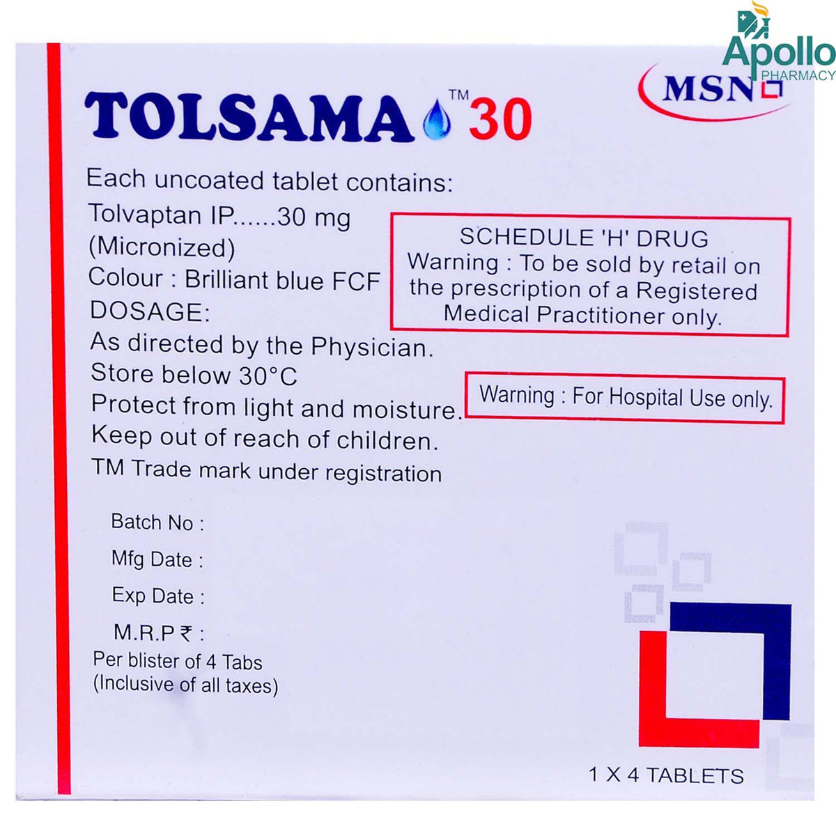 Tolsama 30 Tablet 4's, Pack of 4 TABLETS Tolsama 30 Tablet 4's, Pack of 4 TABLETS