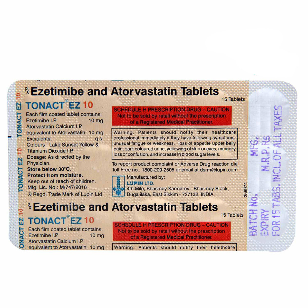 Tonact EZ 10 Tablet 15's, Pack of 15 TABLETS Tonact EZ 10 Tablet 15's, Pack of 15 TABLETS