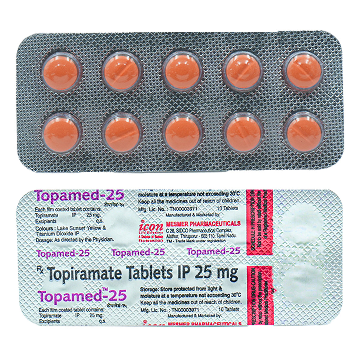 Topamed-25 Tablet 10's, Pack of 10 TABLETS Topamed-25 Tablet 10's, Pack of 10 TABLETS