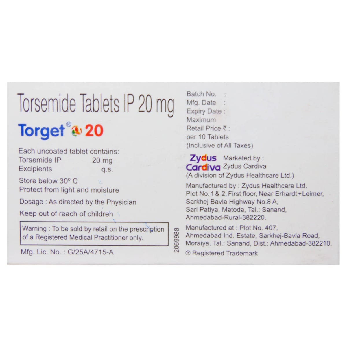 Torget 20 Tablet 10's, Pack of 10 TabletS Torget 20 Tablet 10's, Pack of 10 TabletS